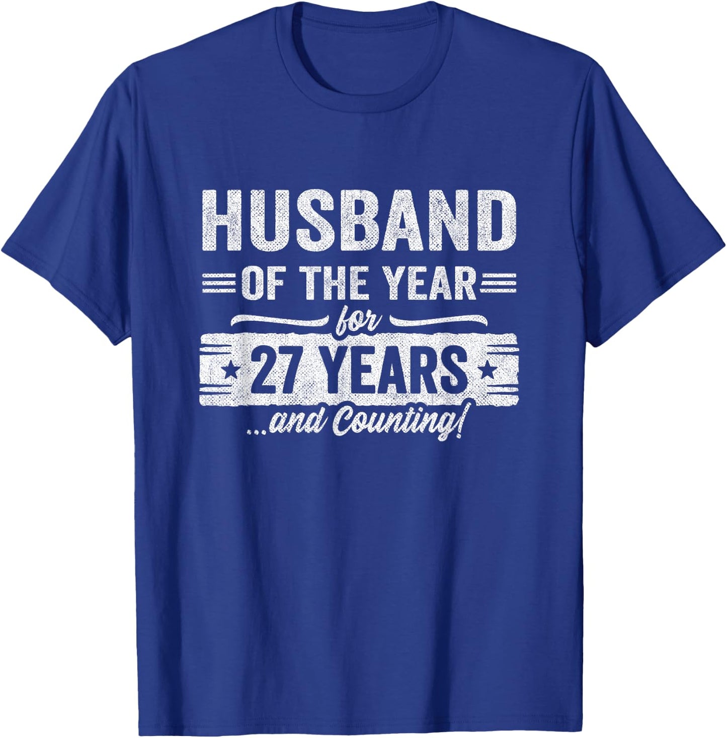 Couples Married 27 Years - Husband 27th Wedding Anniversary T-Shirt - T-Shirt | Royal