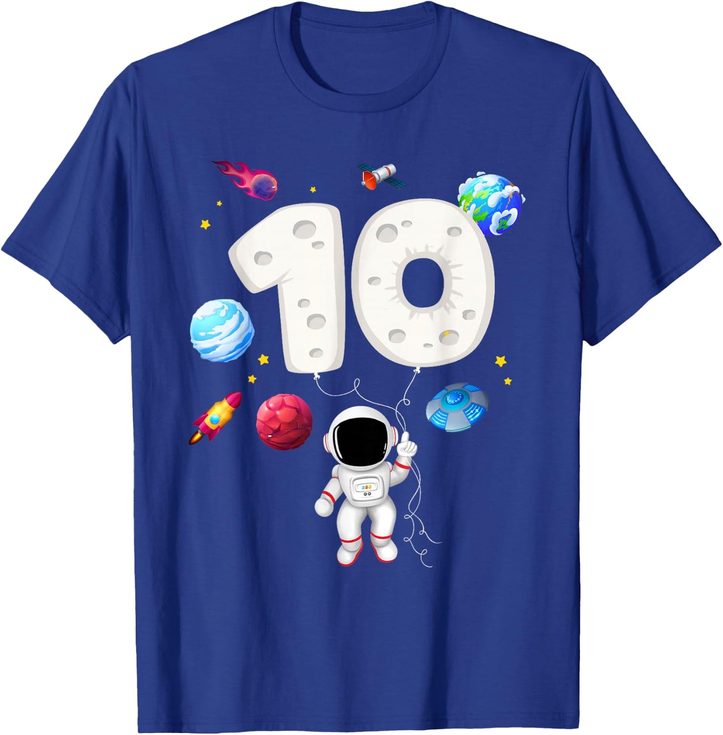 10th Astronaut Birthday Party 10 Years Old Space Costume T-Shirt - T-Shirt | Royal