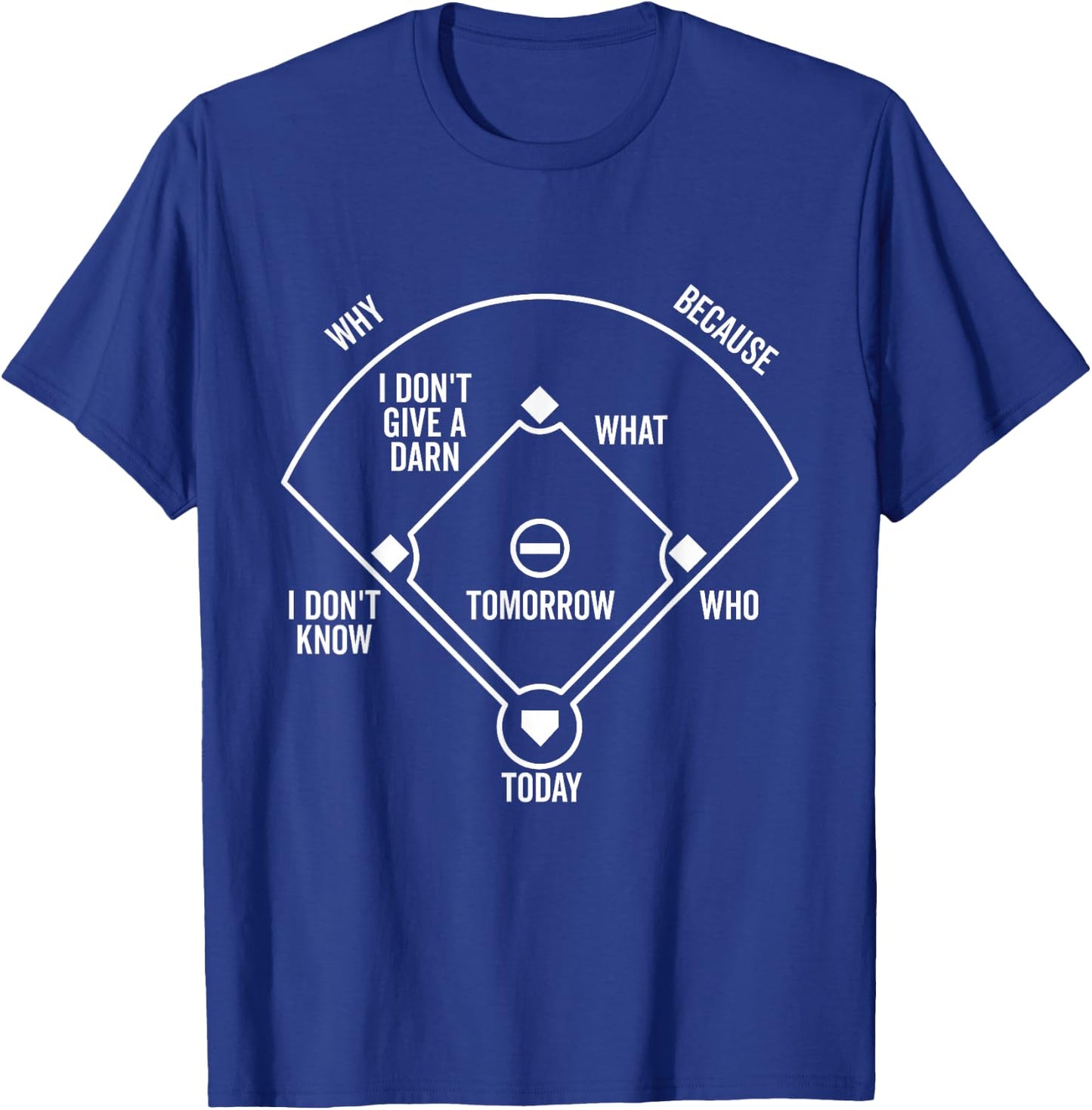 Who's on First Funny Baseball Positions Names Dark T-Shirt - T-Shirt | Royal