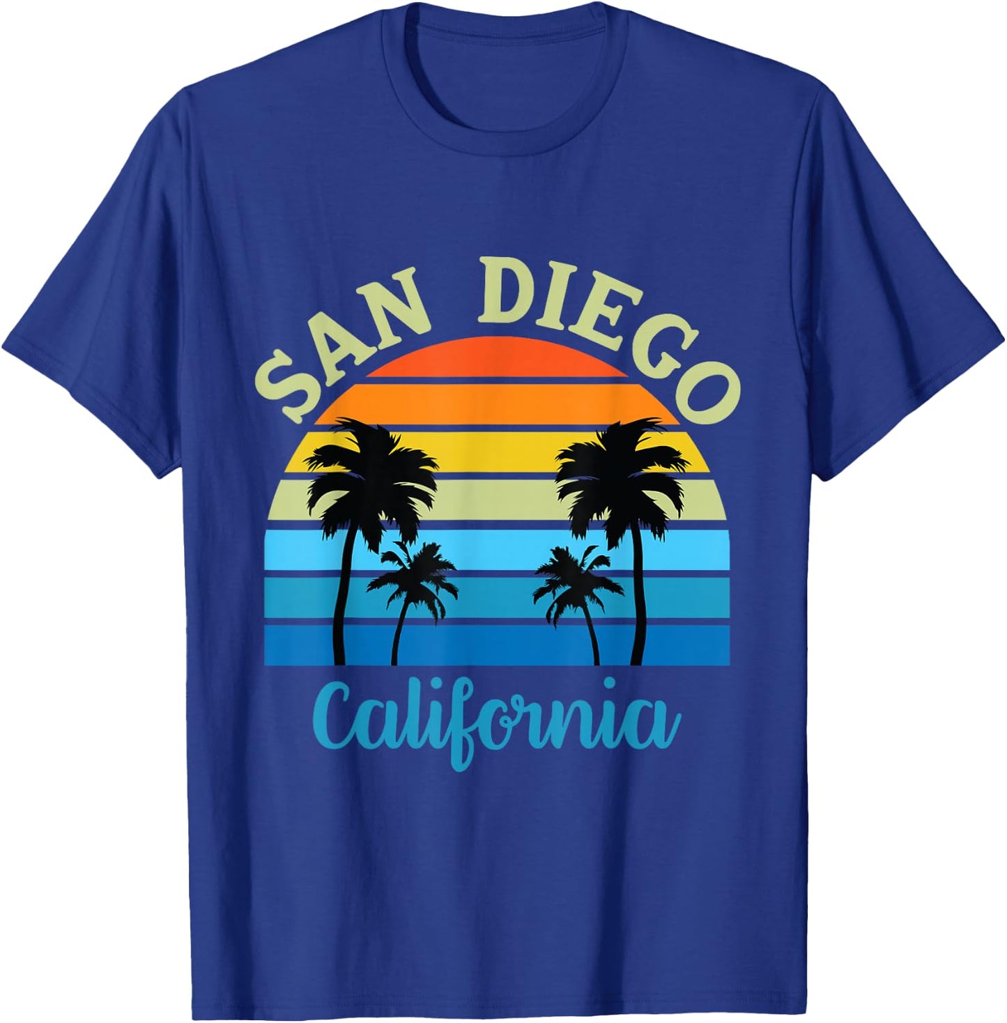 San Diego CA Palm Trees California Souvenir Retro Vintage T-Shirt - T-Shirt | Royal