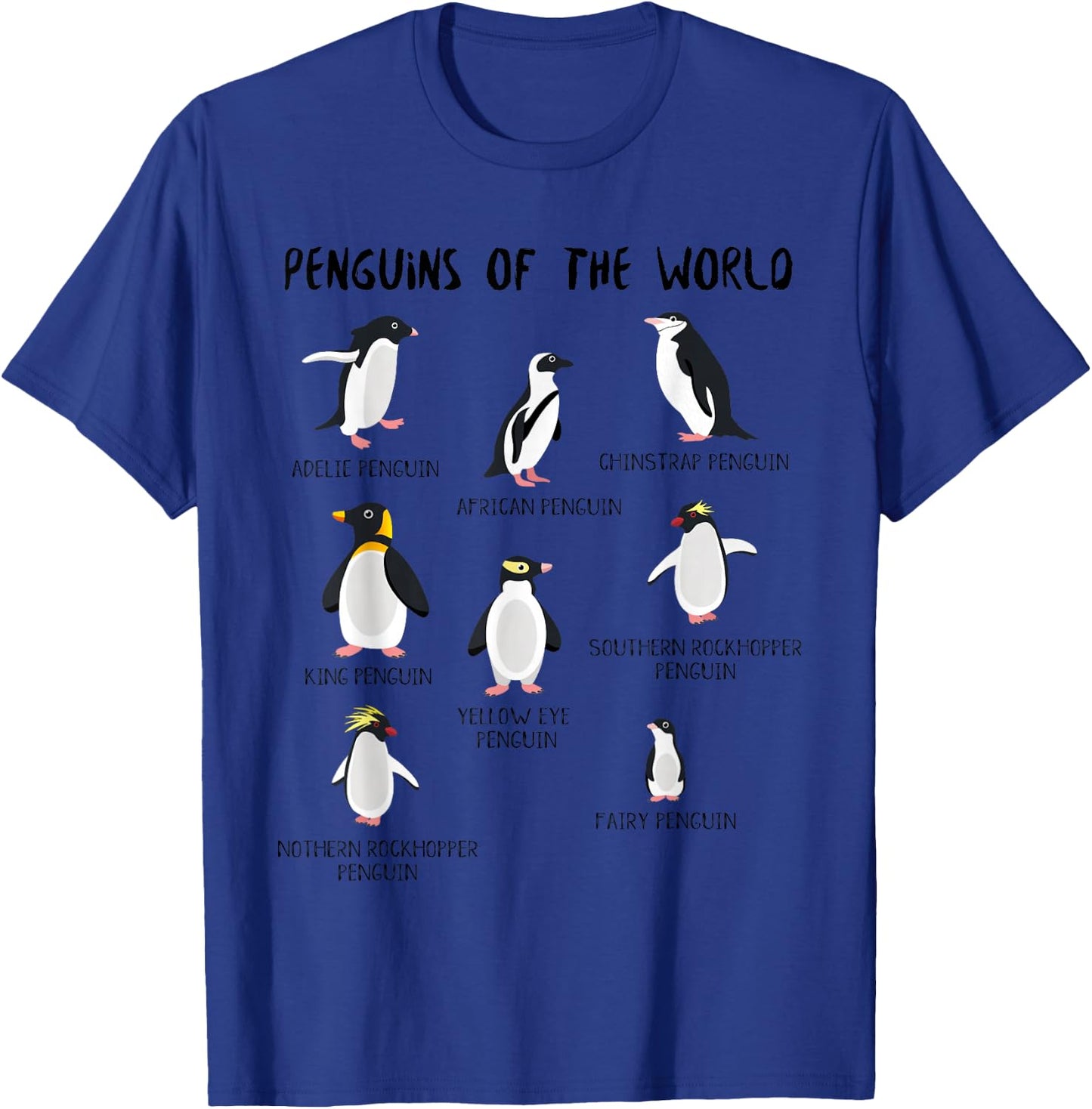 8 Rarest Penguins of the World - Funny Penguin Animals Lover T-Shirt - T-Shirt | Royal