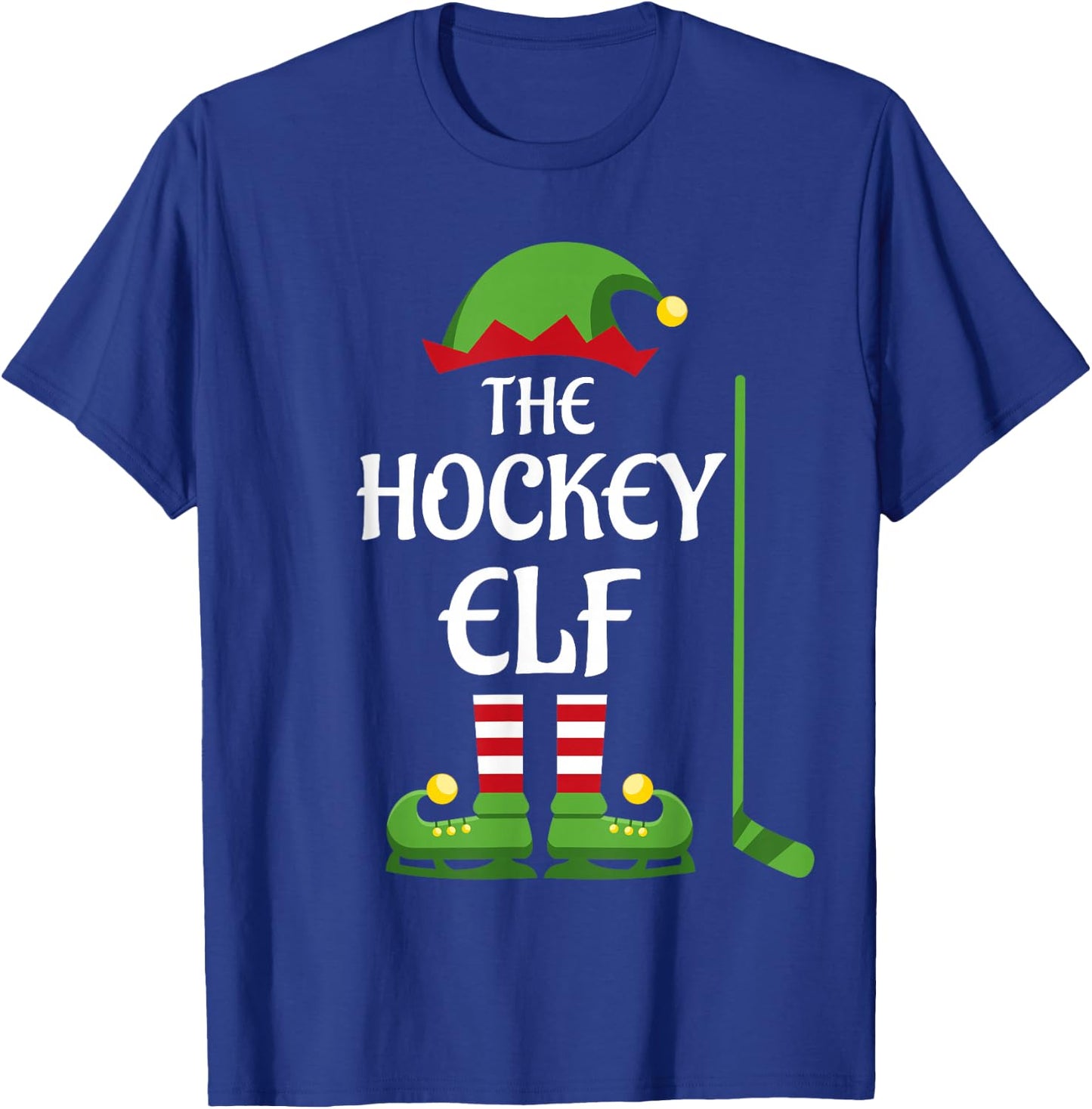 Hockey Elf Family Matching Group Christmas Sporty T-Shirt - T-Shirt | Royal
