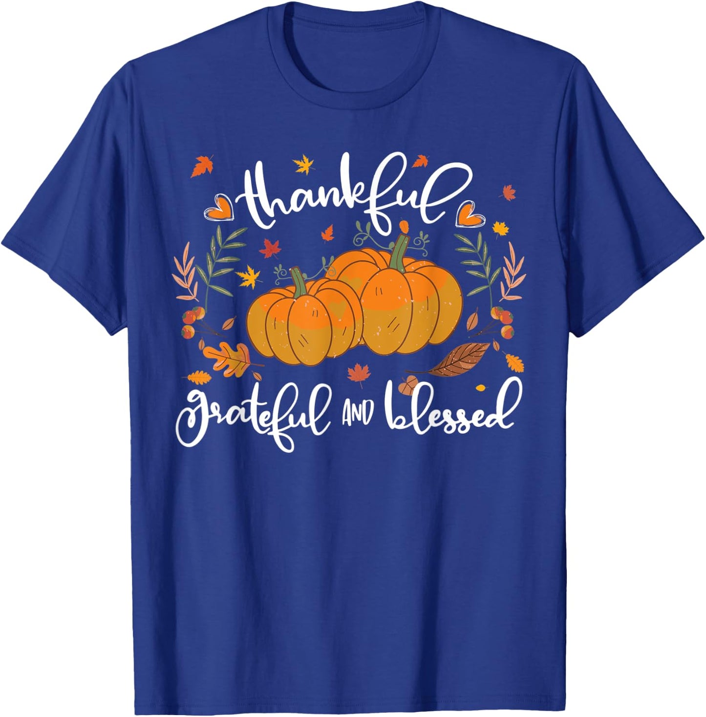 Thankful Grateful Blessed Shirt Halloween Pumpkin T-Shirt - T-Shirt | Royal