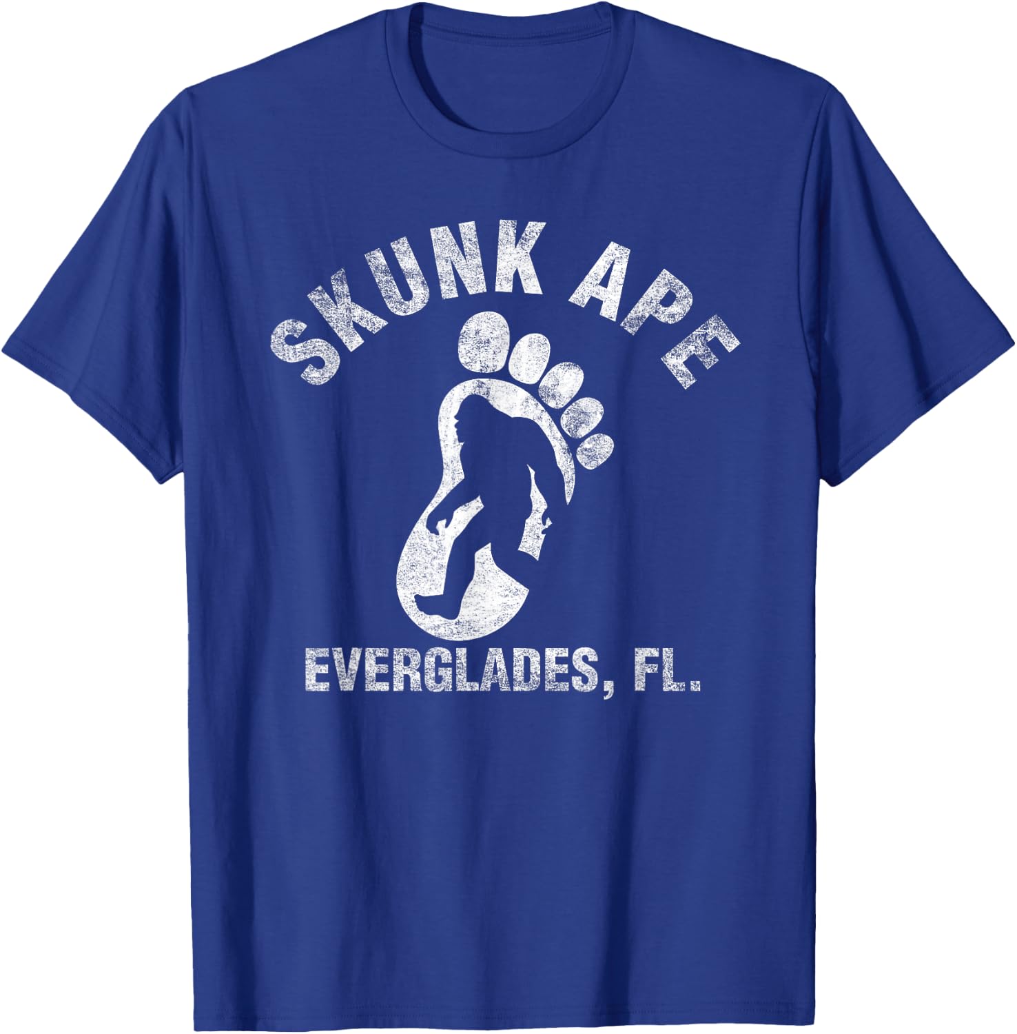 Vintage Retro Skunk Ape Foot Florida Everglades Bigfoot T-Shirt - T-Shirt | Royal