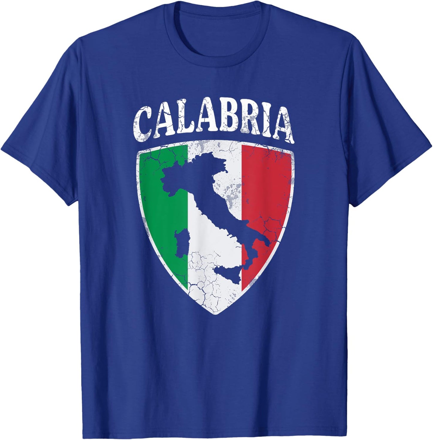 Calabria Italia Flag Crest Italy Italian Vintage Distressed T-Shirt - T-Shirt | Royal