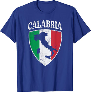 Calabria Italia Flag Crest Italy Italian Vintage Distressed T-Shirt - T-Shirt | Royal