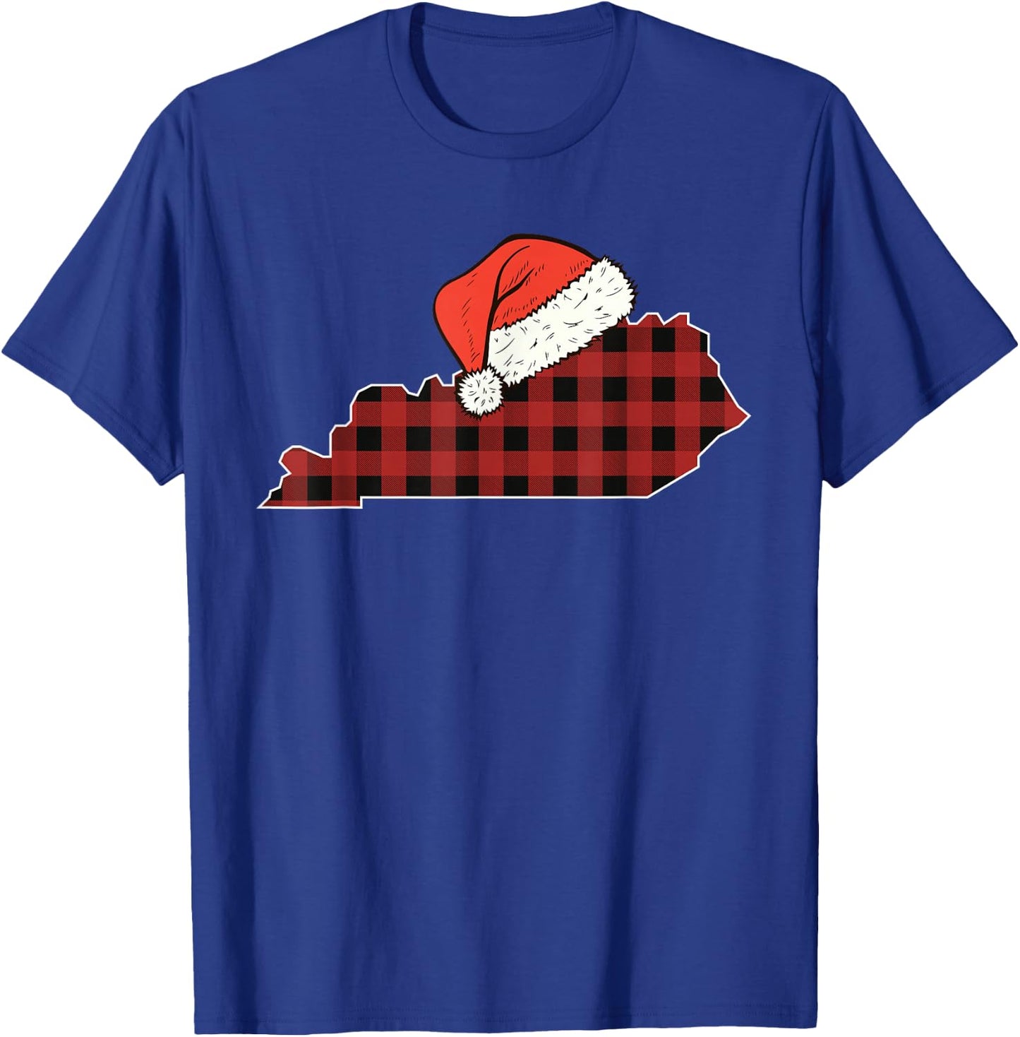 Kentucky Plaid Christmas Santa Hat Holiday Matching Design T-Shirt - T-Shirt | Royal
