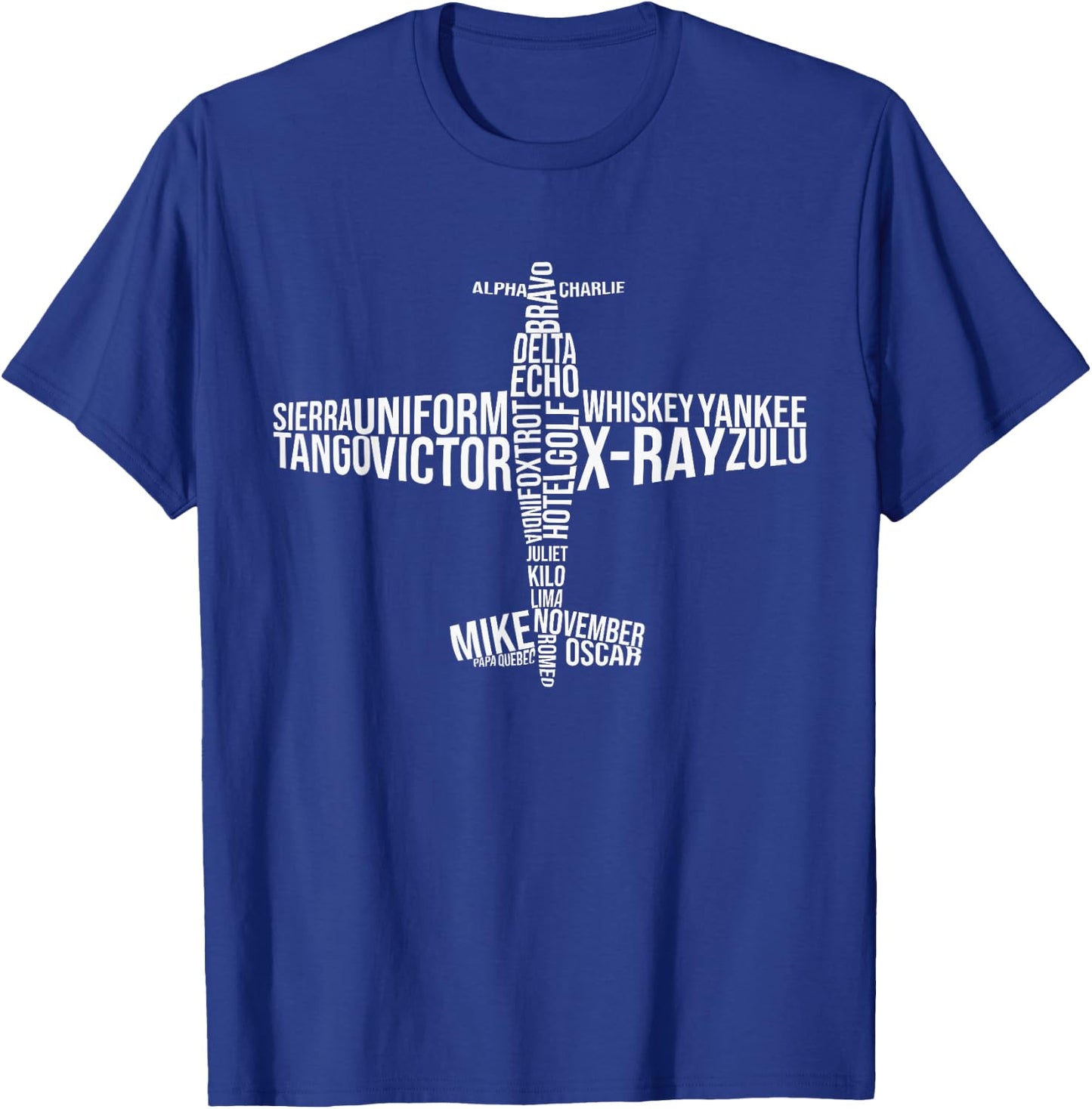 Alphabet Full Phonetic Plane Pilot T-Shirt - T-Shirt | Royal