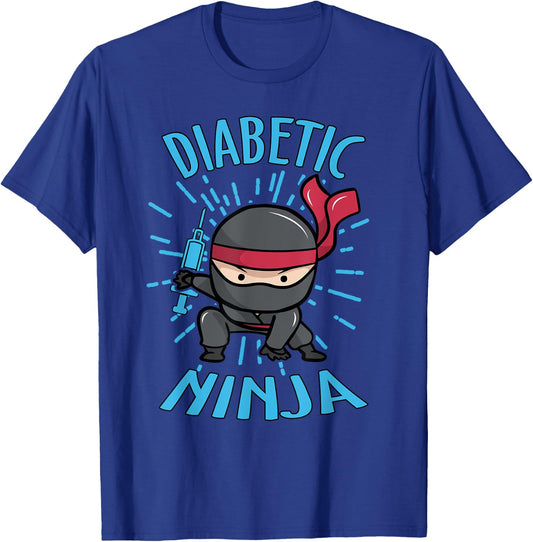 Diabetic Ninja Type 1 TD1 Diabetes Awareness Month Warrior T-Shirt - T-Shirt | Royal