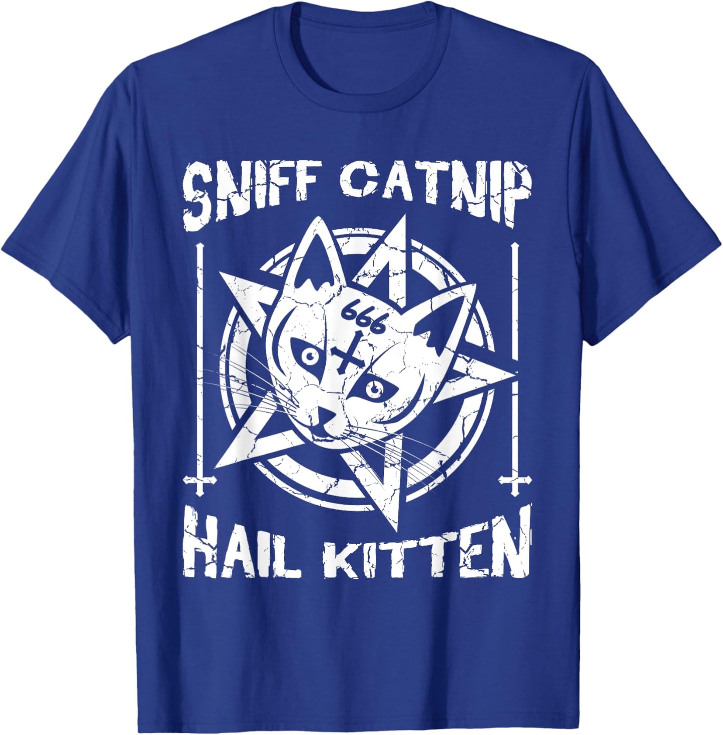 Sniff Catnip Hail Kitten Death Metal Cat Black Heavy Rock Men Women T-Shirt - T-Shirt | Royal