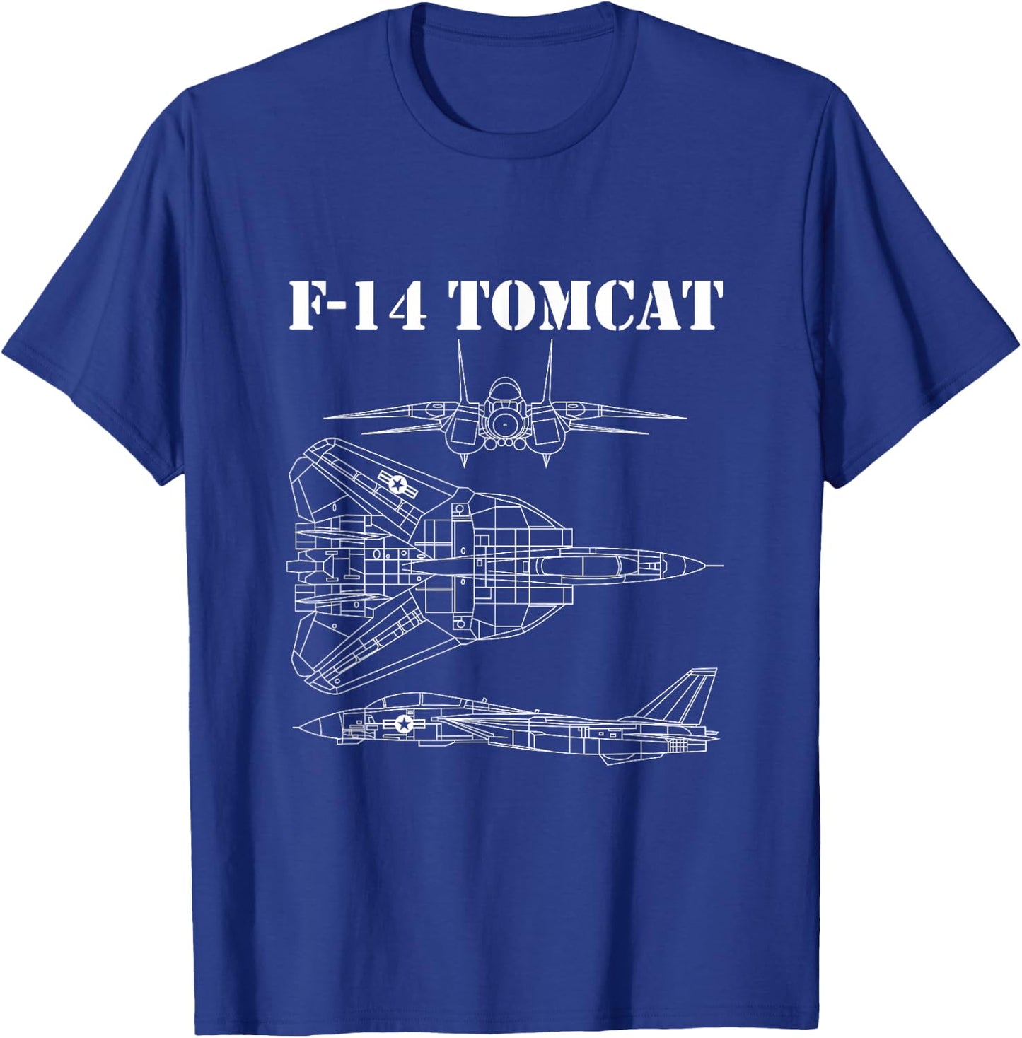 Vintage White F14 Tomcat Airplane Schematic F-14 Jet T-Shirt - T-Shirt | Royal