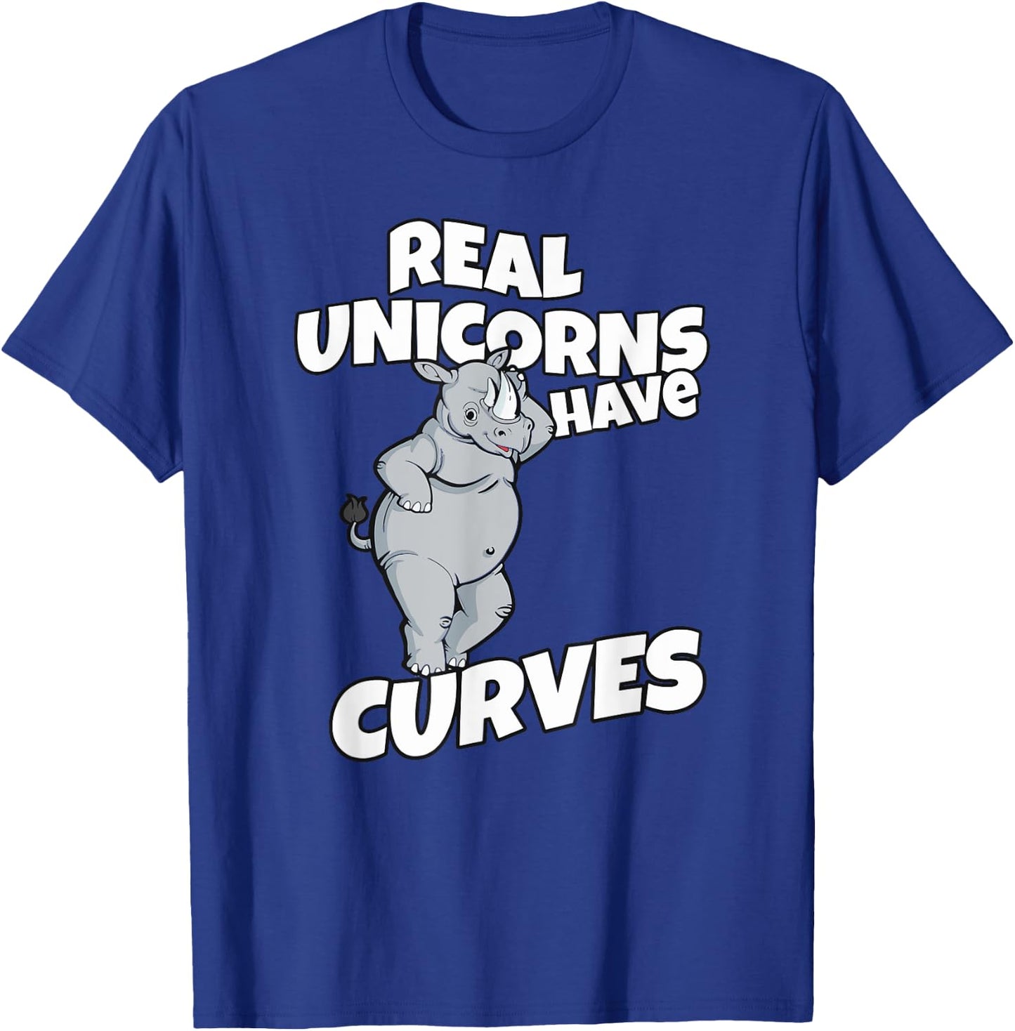Real Unicorns Have Curves Rhino Gift T-Shirt - T-Shirt | Royal