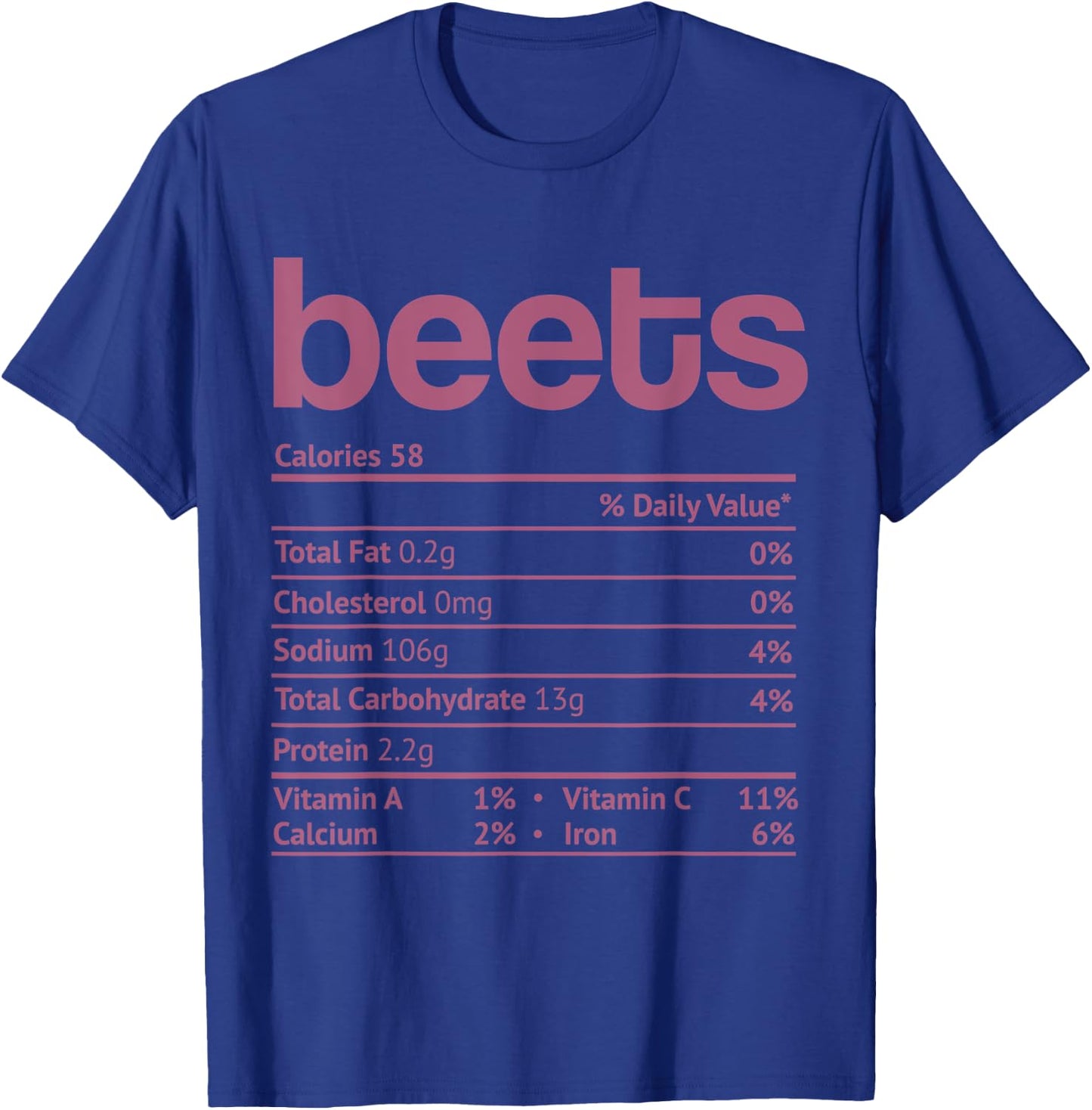 Beets Nutrition Facts Funny Thanksgiving Christmas Food T-Shirt - T-Shirt | Royal
