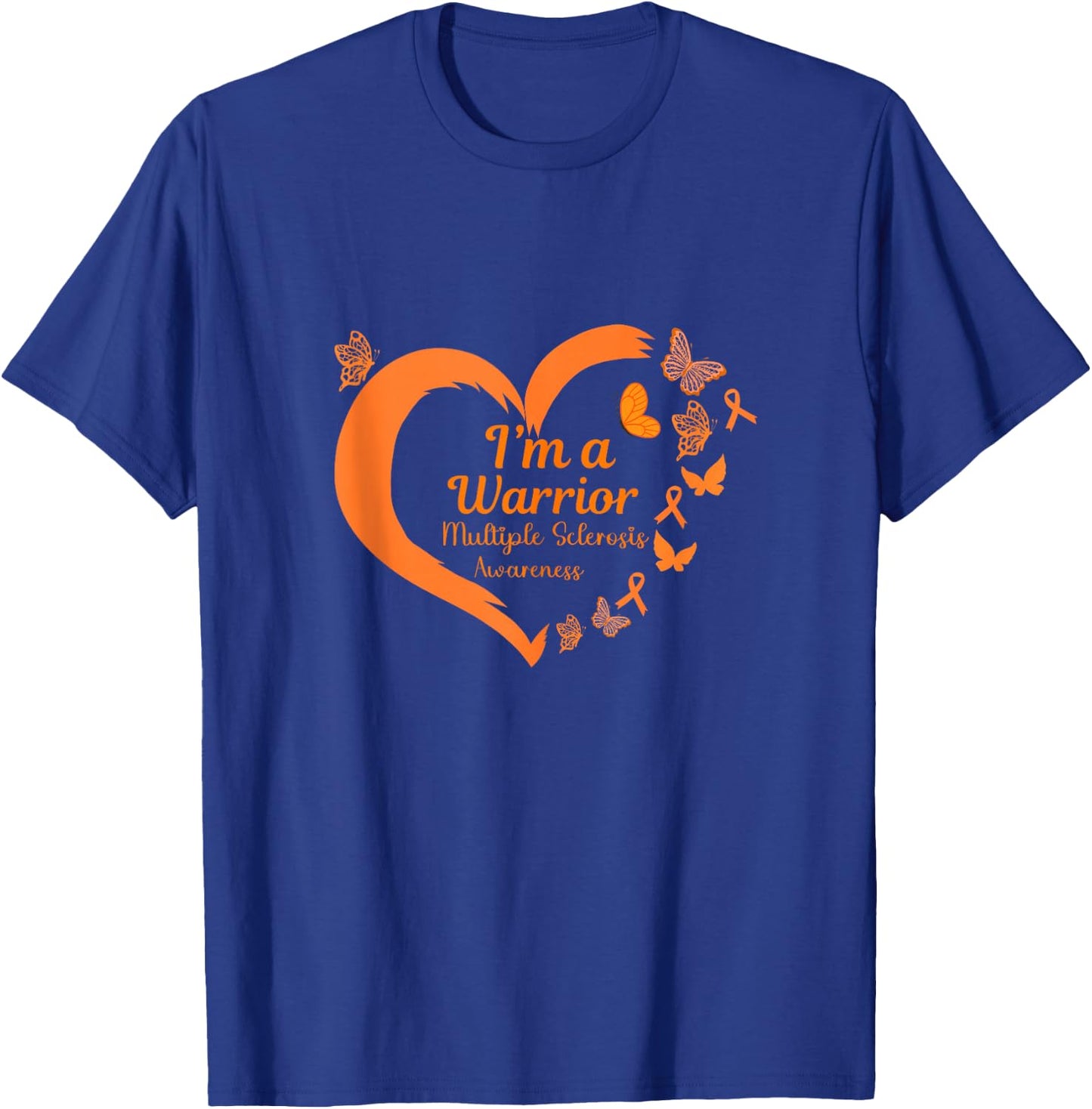 Multiple Sclerosis Warrior Women Heart Flower MS Awareness T-Shirt - T-Shirt | Royal
