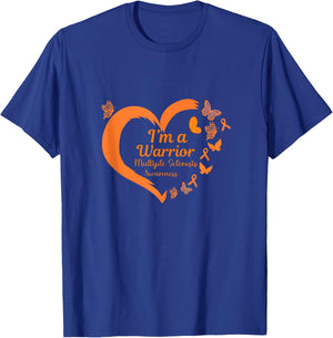 Multiple Sclerosis Warrior Women Heart Flower MS Awareness T-Shirt - T-Shirt | Royal