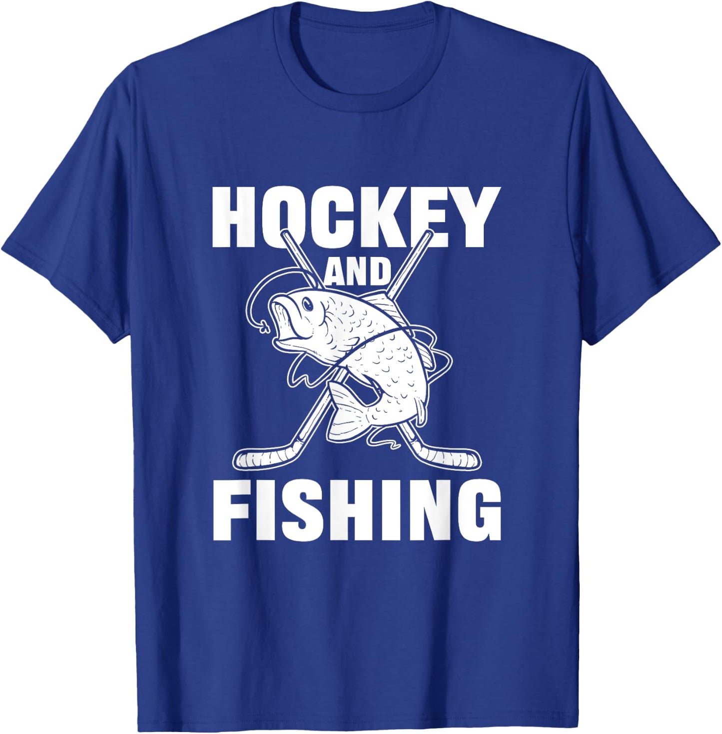 Hockey And Fishing Ice Hockey Fish Hunting T-Shirt - T-Shirt | Royal
