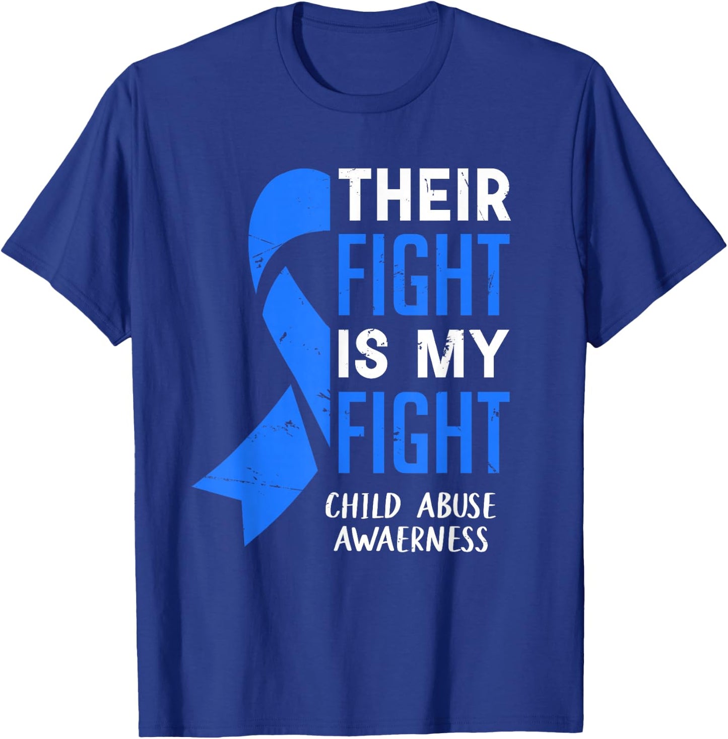 Their Fight My Fight Child Abuse Awareness April Blue Ribbon T-Shirt - T-Shirt | Royal