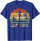 Retro Sup Girl Dog Paddling Paddle Board SUP Water Sports T-Shirt - T-Shirt | Royal
