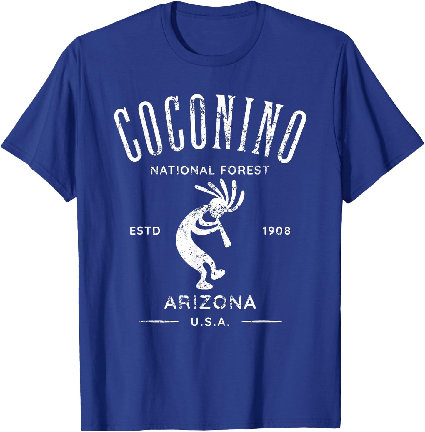 Coconino National Forest Arizona Kokopelli Distressed Design T-Shirt - T-Shirt | Royal