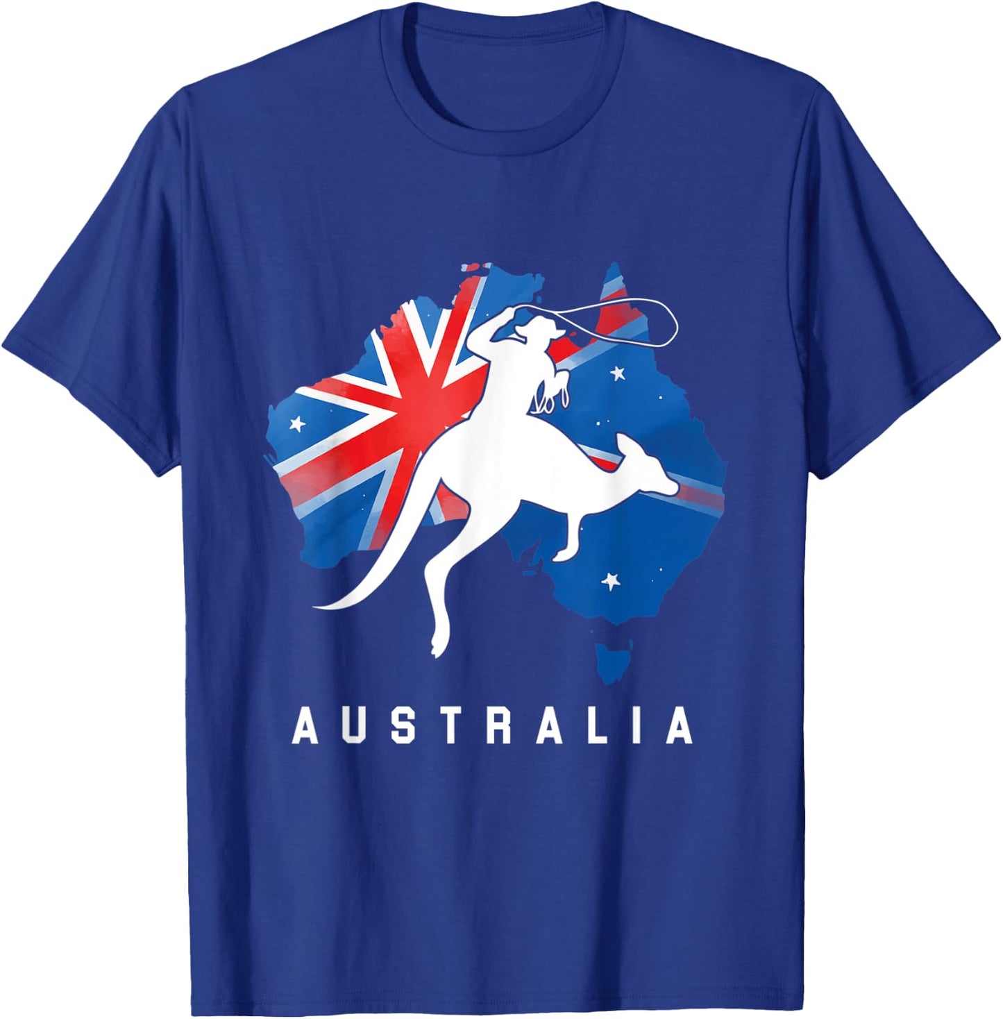 Australian Kangaroo Australia Country Map Cowboy Aussie T-Shirt - T-Shirt | Royal