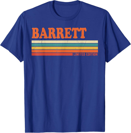 Barrett Retro Personalized First Name Vintage Stripes T-Shirt - T-Shirt | Royal