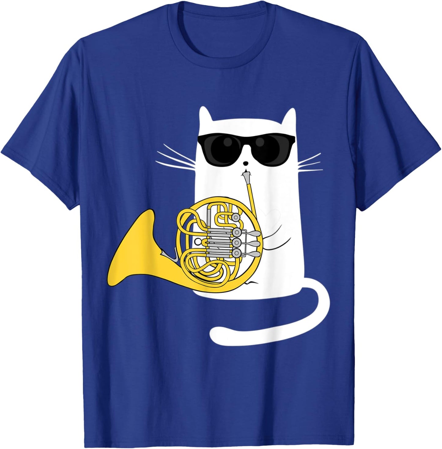 Jazz Cat Playing French Horn - Cool Smooth T-Shirt - T-Shirt | Royal