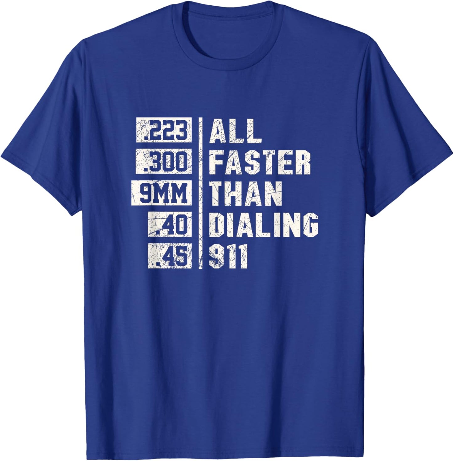 Funny 2nd Amendment 9mm all faster than calling 911 T-Shirt - T-Shirt | Royal