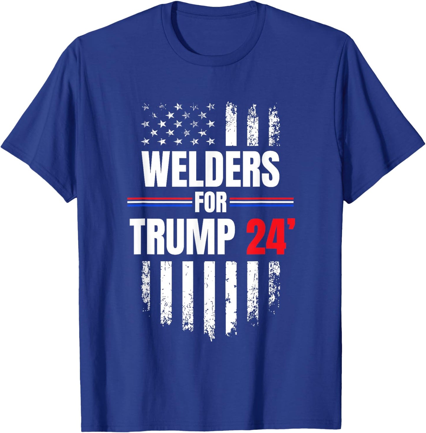 Welders For Trump 2024 American Flag T-Shirt - T-Shirt | Royal