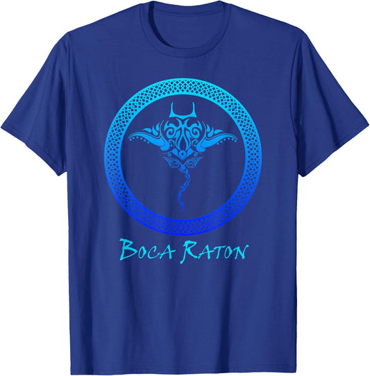 Boca Raton, Florida Vintage Retro Tribal Stingray Vacation T-Shirt - T-Shirt | Royal
