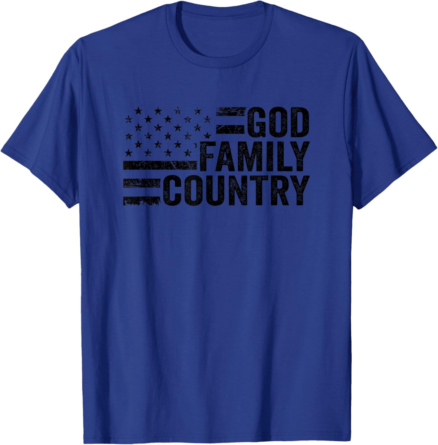 God Family Country - USA Patriotic Christian American Flag T-Shirt - T-Shirt | Royal