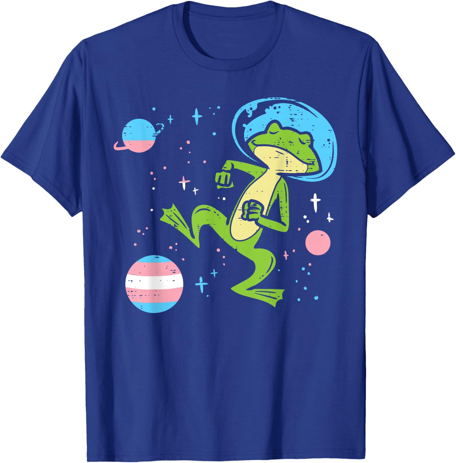 Dancing Astronaut Frog Transgender Planets Trans Pride Flag T-Shirt - T-Shirt | Royal