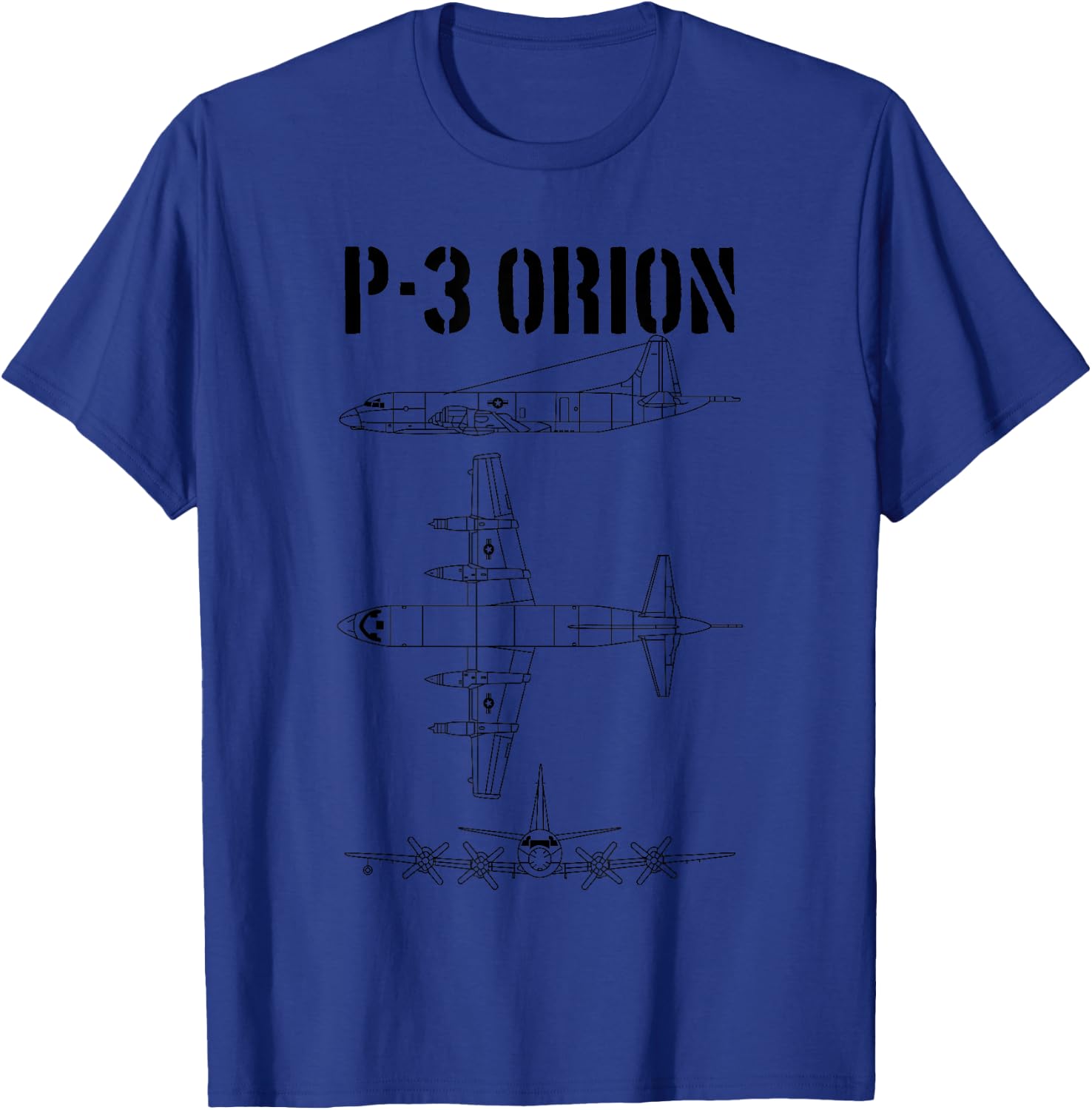 P3 Orion Military Airplane Schematic Orion Pilot P-3 Orion T-Shirt - T-Shirt | Royal