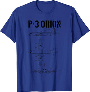 P3 Orion Military Airplane Schematic Orion Pilot P-3 Orion T-Shirt - T-Shirt | Royal