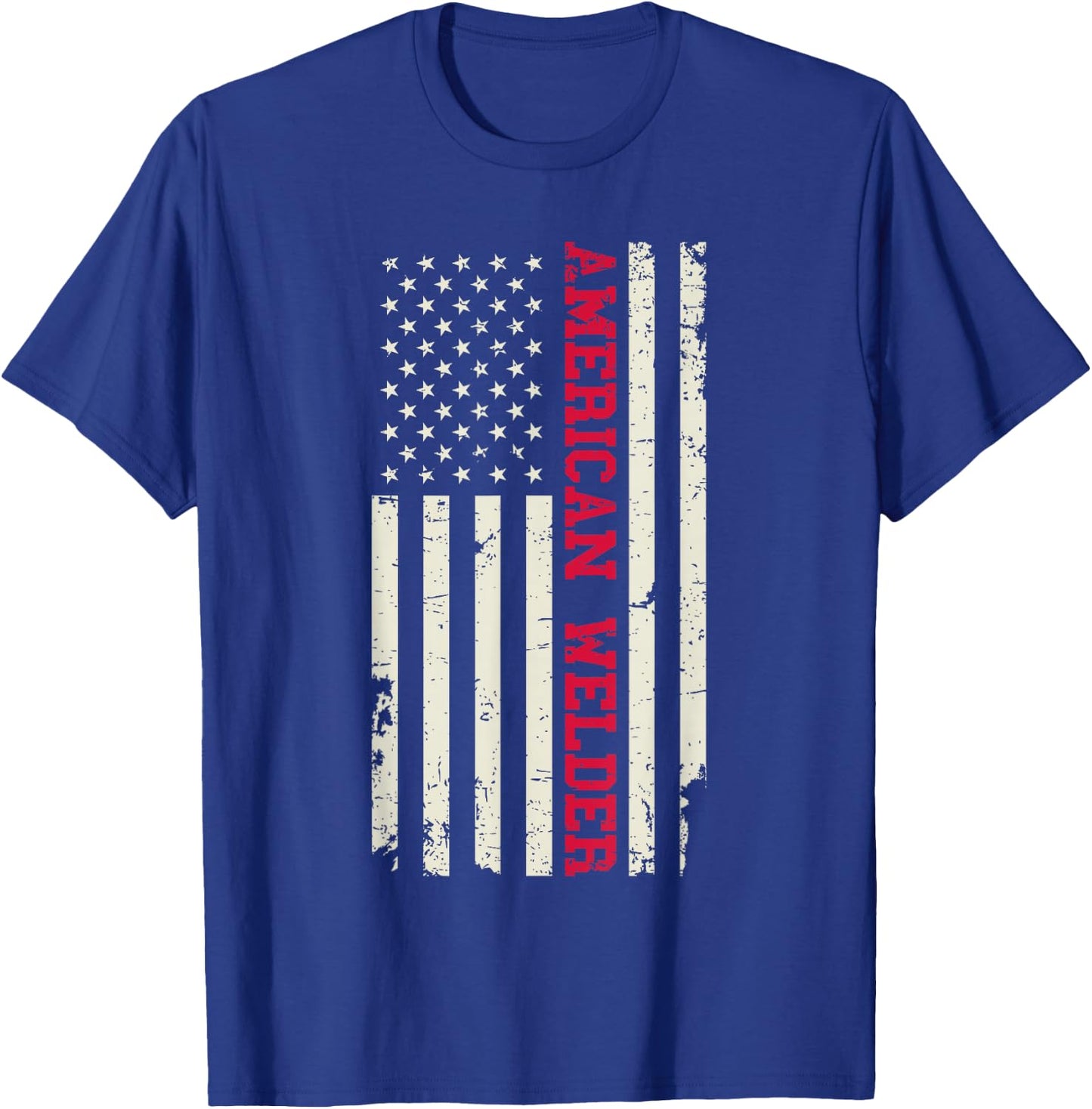 American Welder US Flag Blood Sweat Pride Patriotic Welding T-Shirt - T-Shirt | Royal