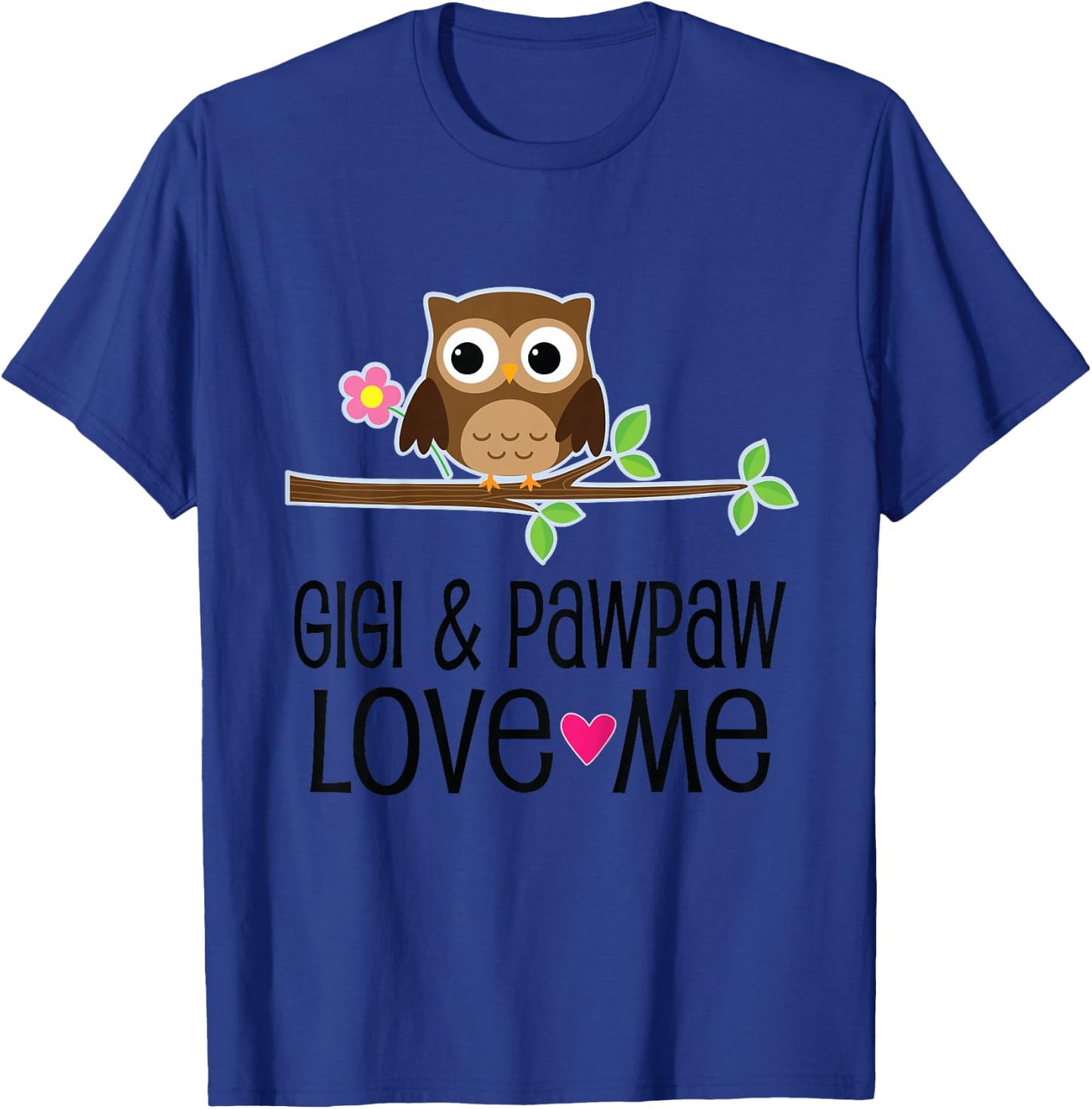 Kids Gigi and Pawpaw Love Me Grandchild Owl T-Shirt - T-Shirt | Royal