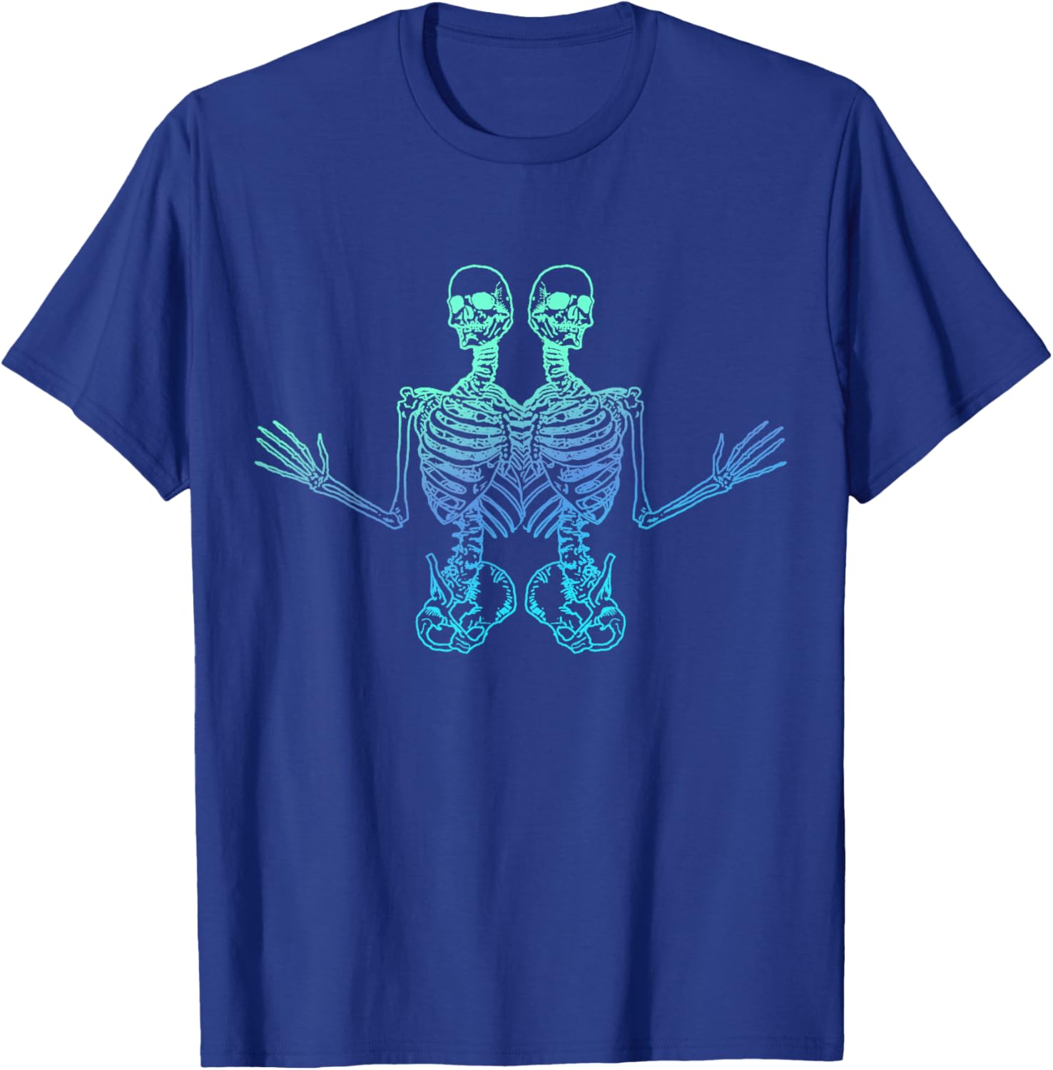 Conjoined Skeletons - Siamese Skater Goth Cool Punk Twin Fun T-Shirt - T-Shirt | Royal