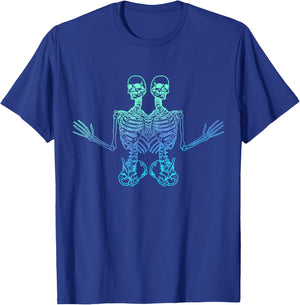 Conjoined Skeletons - Siamese Skater Goth Cool Punk Twin Fun T-Shirt - T-Shirt | Royal