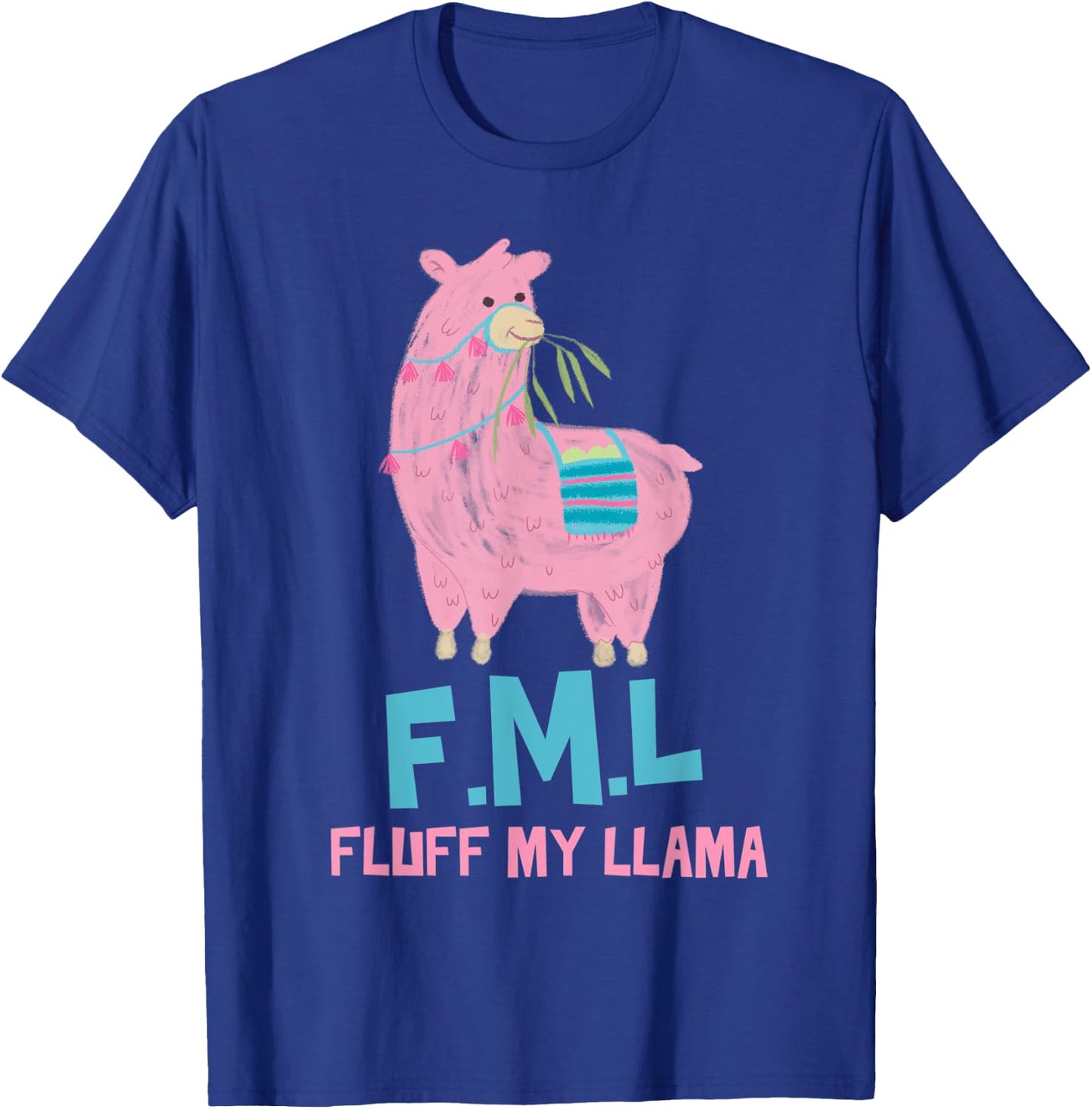 FML Fluff My Llama Cute Animal T-Shirt - T-Shirt | Royal