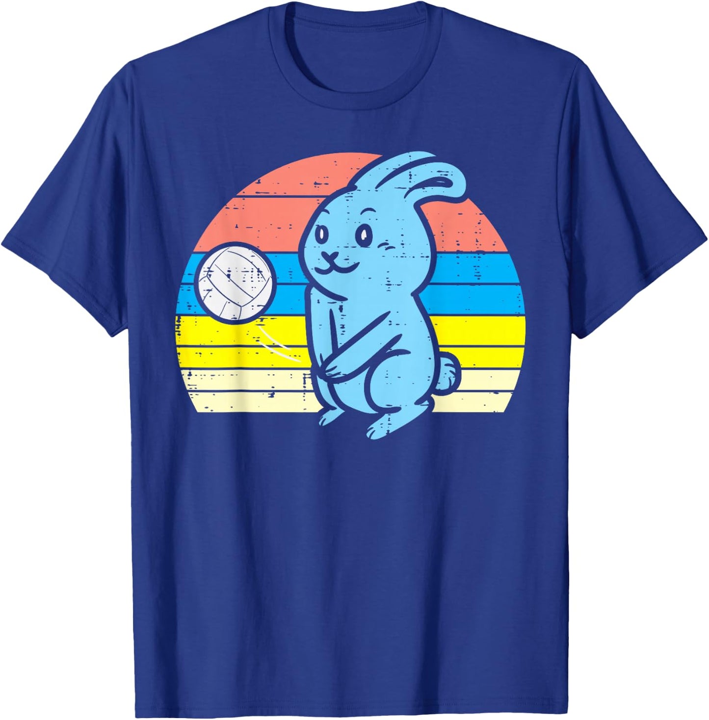 Easter Bunny Playing Volleyball Retro Sports Men Women Kids T-Shirt - T-Shirt | Royal