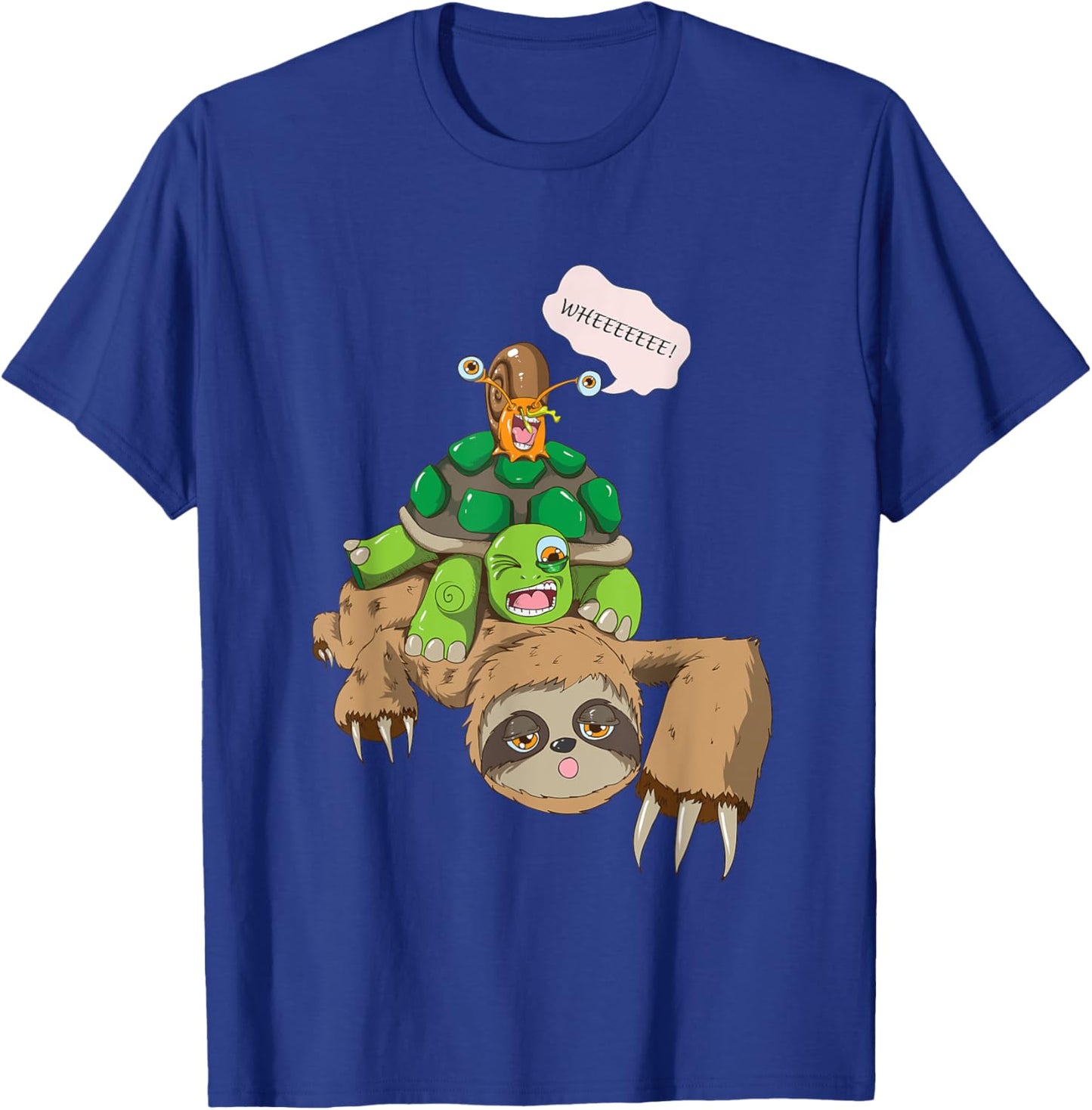 Sloth turtle snails motif animal lover Wheeee T-Shirt - T-Shirt | Royal