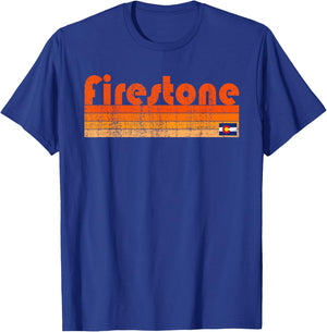 Retro 80s Style Firestone CO T-Shirt - T-Shirt | Royal