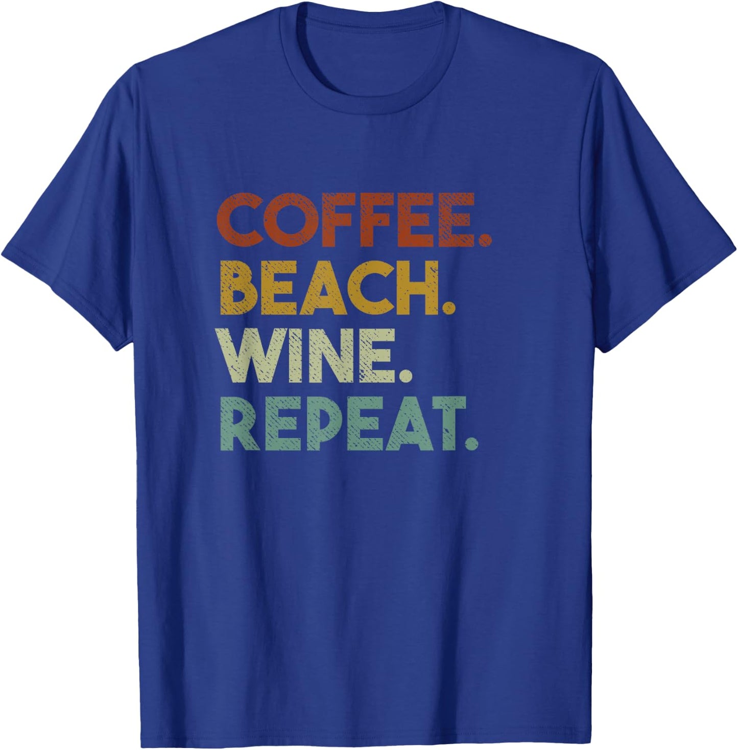 Coffee Beach Wine Repeat Funny Retro Beach T-Shirt - T-Shirt | Royal