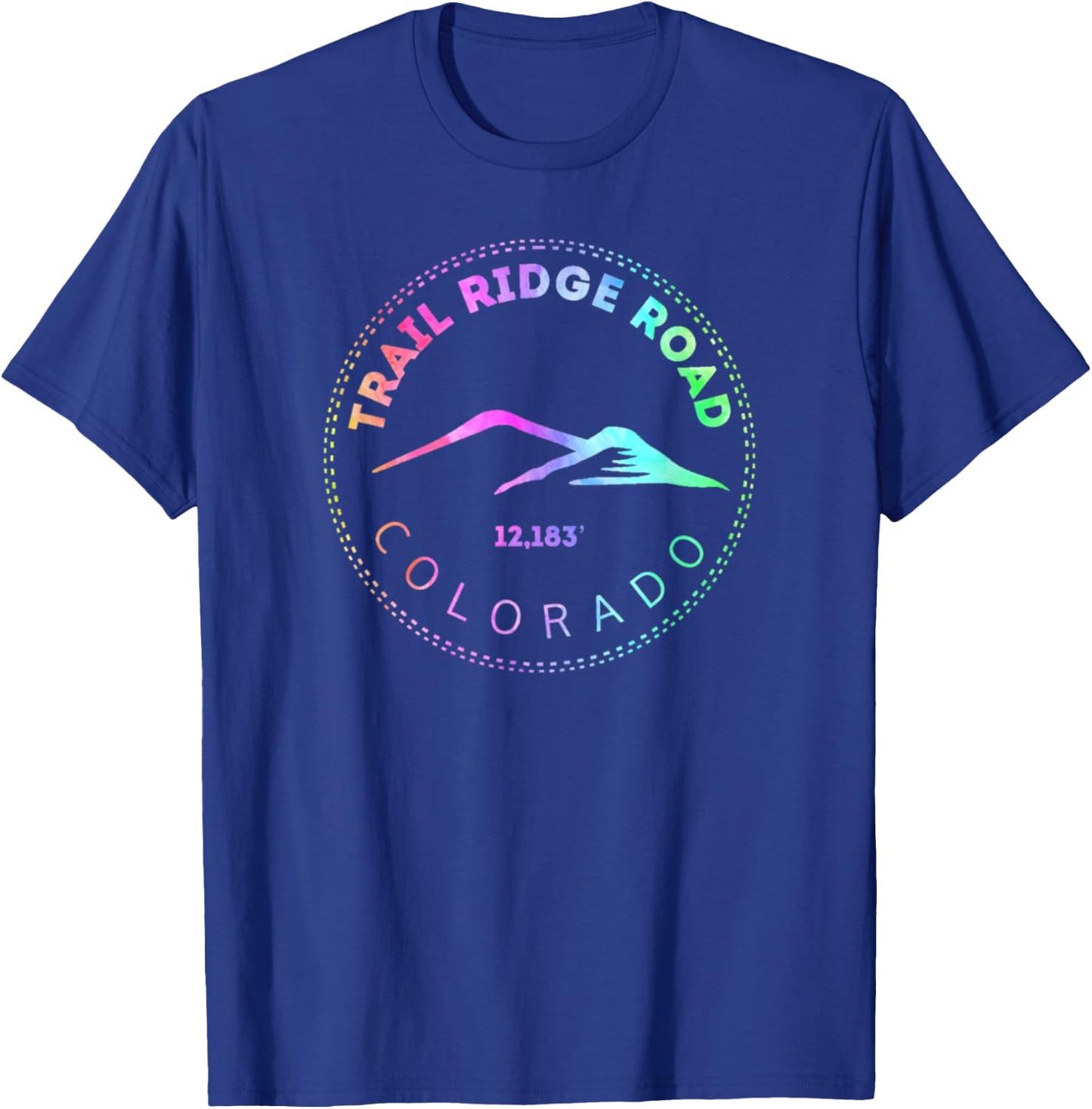Trail Ridge Road Tie Dye - Elevated Colorado Scenic Byway T-Shirt - T-Shirt | Royal