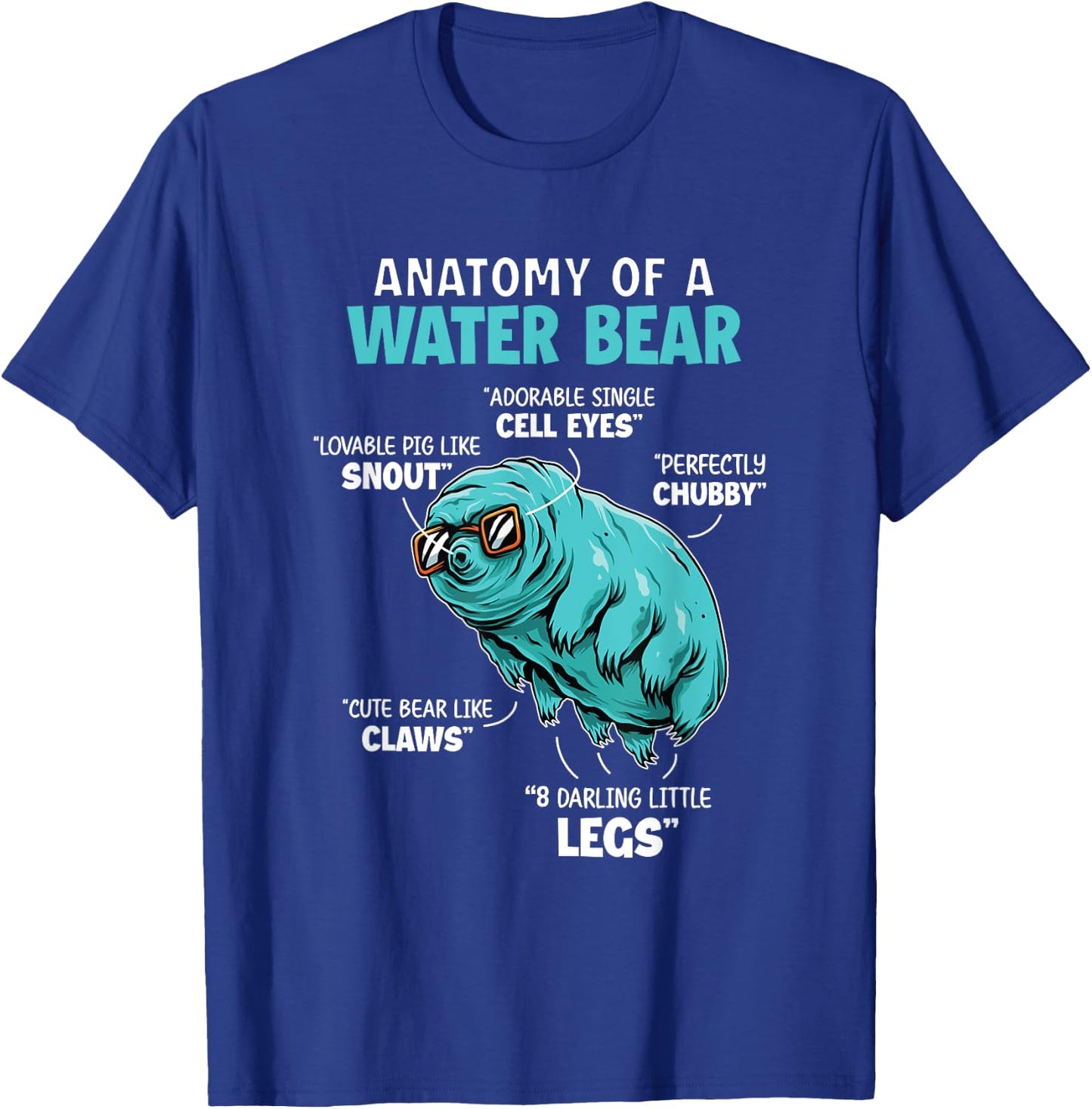 Tardigrade Anatomy Water Bear Funny Science Microbiology Art T-Shirt - T-Shirt | Royal