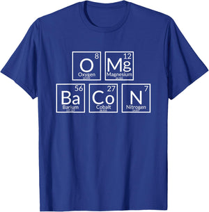 OMG Bacon Funny Periodic Table Food Pun Student Teacher Fun T-Shirt - T-Shirt | Royal