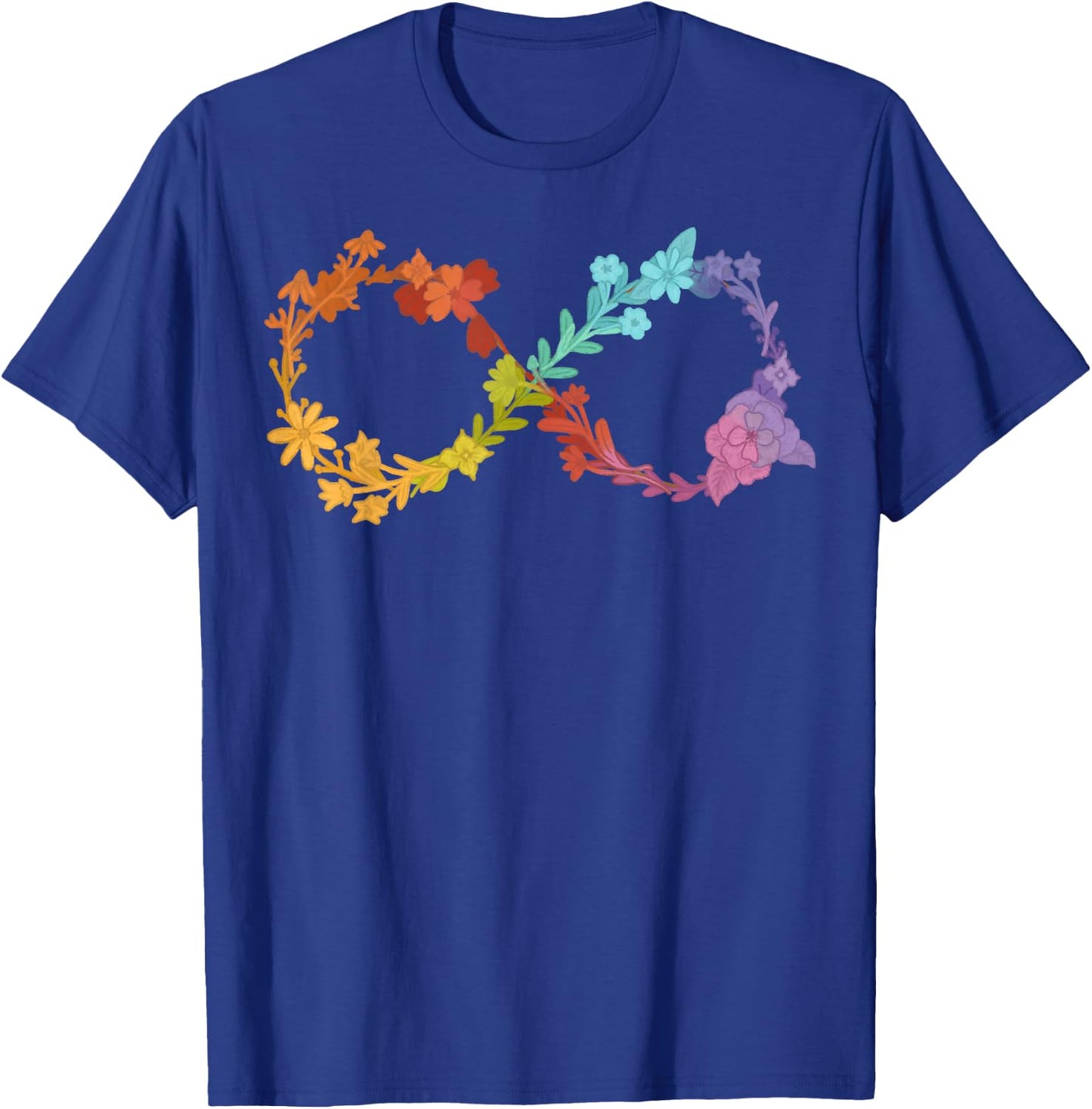 Floral Neurodiversity Infinity Symbol Autism Awareness T-Shirt - T-Shirt | Royal
