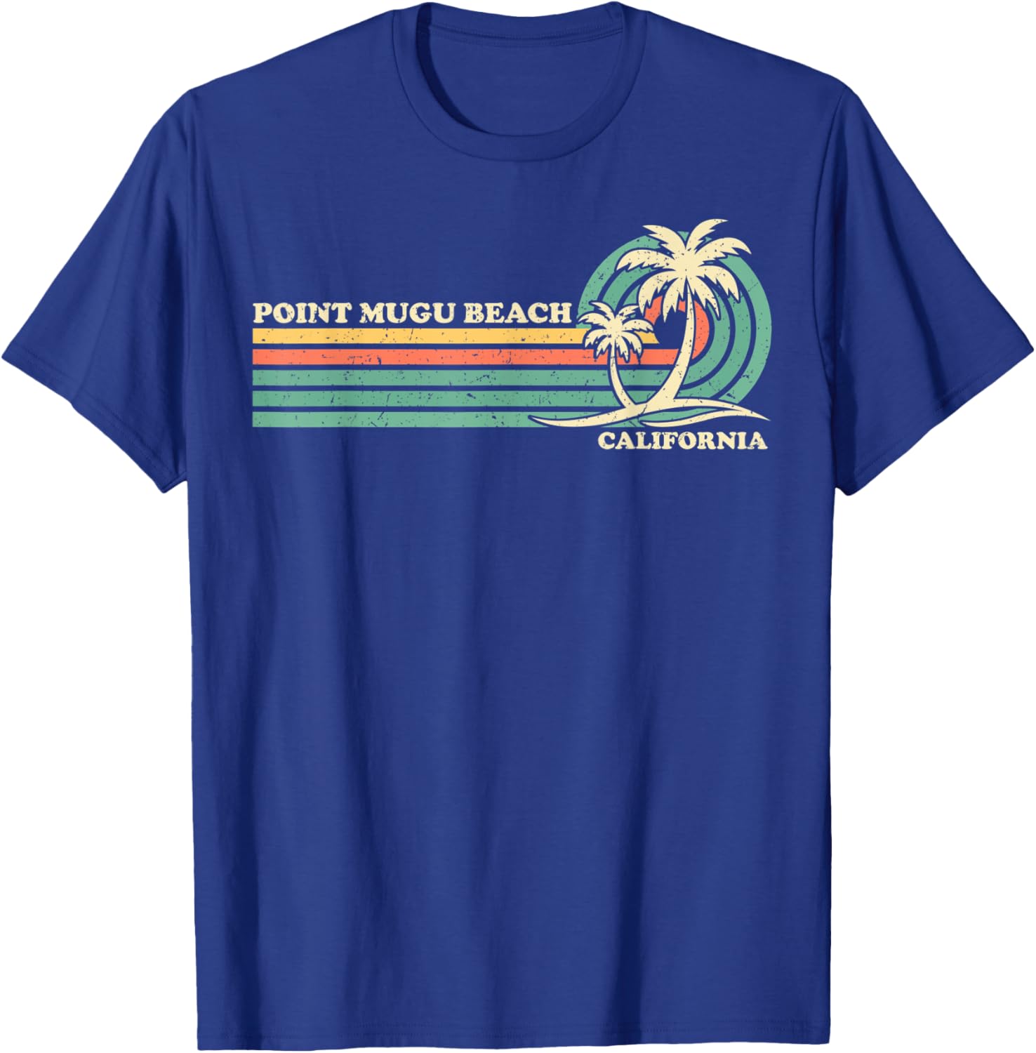 Vintage Retro Summer Vacation California Point Mugu Beach Men Women Kids T-Shirt - T-Shirt | Royal