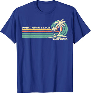 Vintage Retro Summer Vacation California Point Mugu Beach Men Women Kids T-Shirt - T-Shirt | Royal