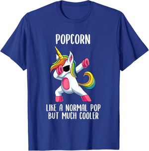 Unicorn Pop Girl Birthday Party Apparel PopCorn Cute T-Shirt - T-Shirt | Royal