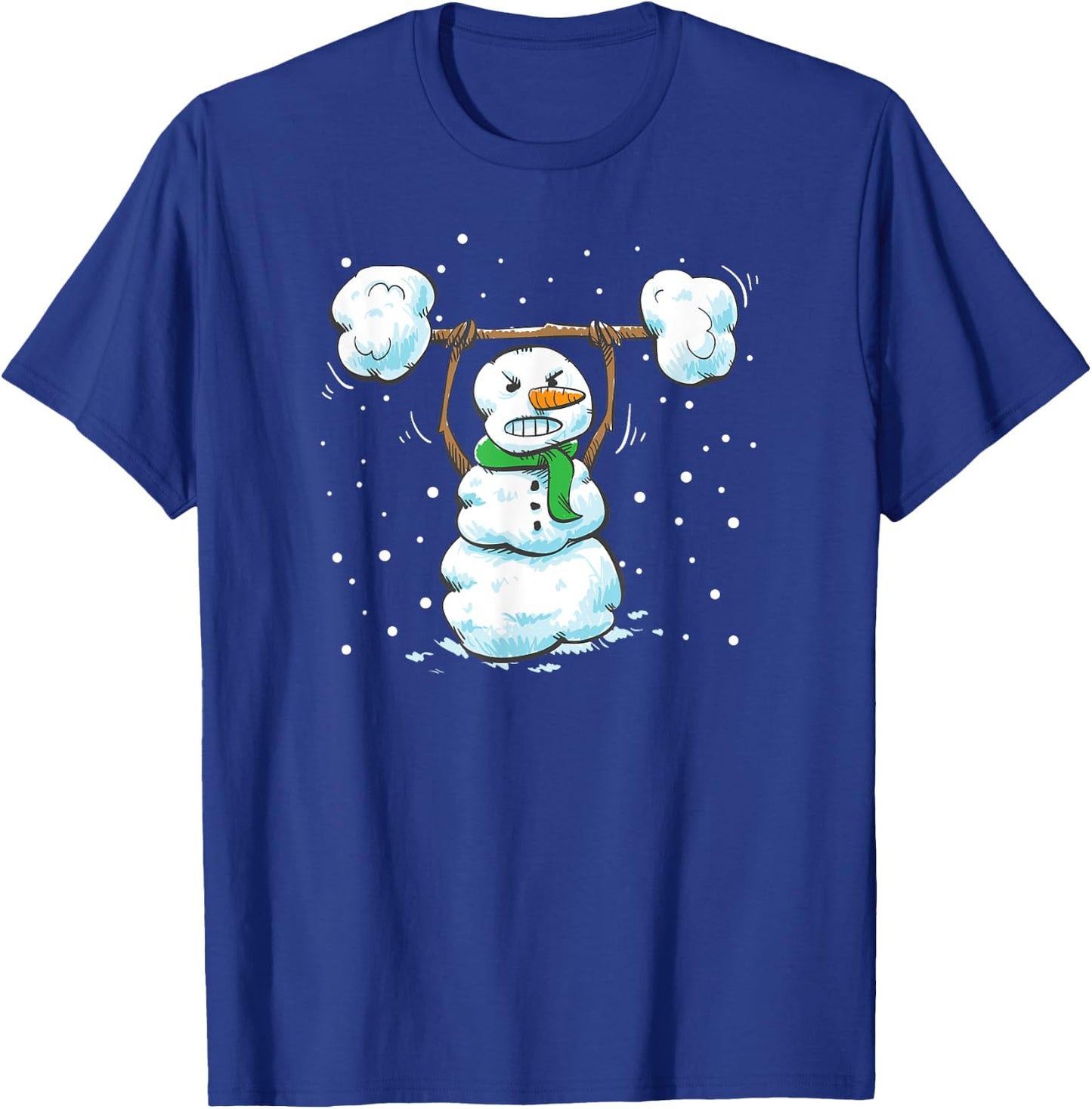 Christmas Weightlifting Snowman Shirt Funny Snowman Gym T-Shirt - T-Shirt | Royal